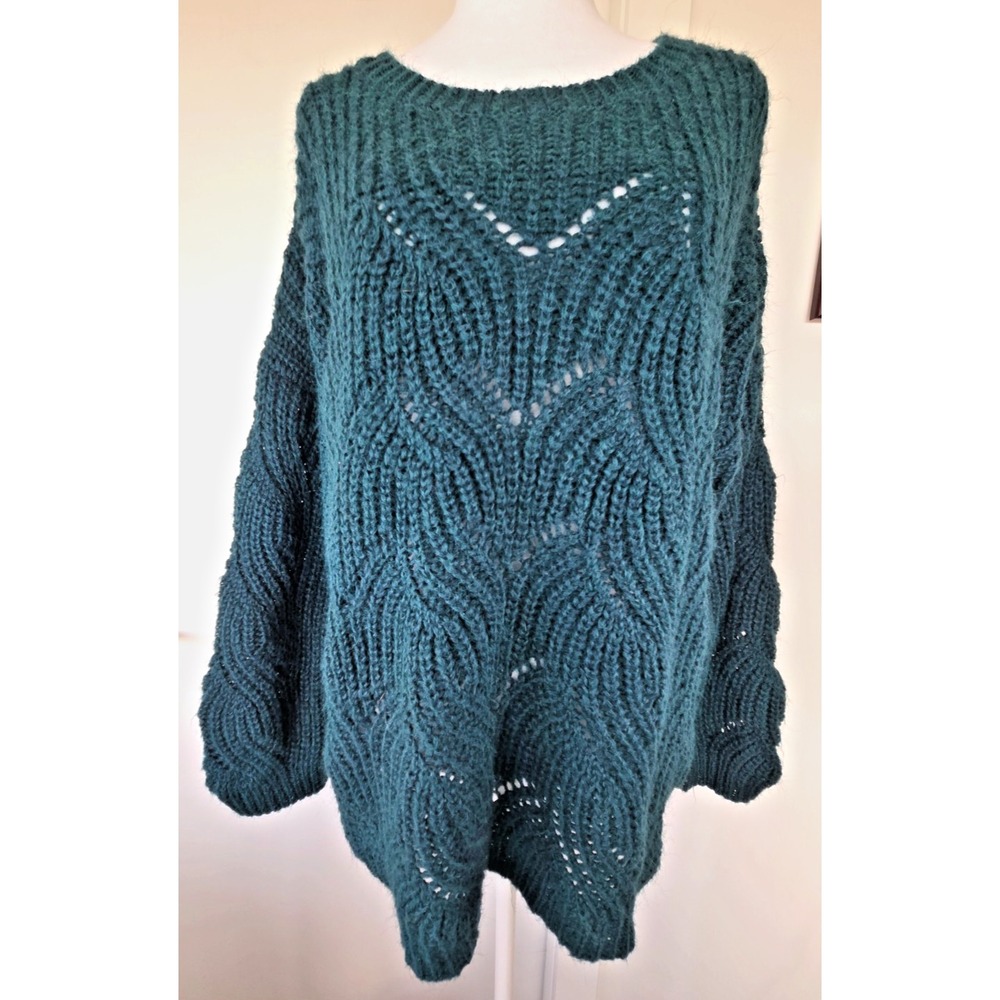 George XL Long Sleeves Acrylic Dark Green Long Sleeves Round Neck Sweater